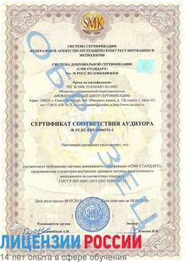Образец сертификата соответствия аудитора №ST.RU.EXP.00006191-1 Краснотурьинск Сертификат ISO 50001